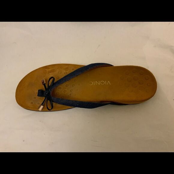 Vionic Bella II Blue Denim Flip Flops Sandals Slides Women's sz 11 - Picture 1 of 8